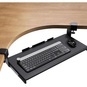 Adjustable Under Desk Keyboard Tray - Black